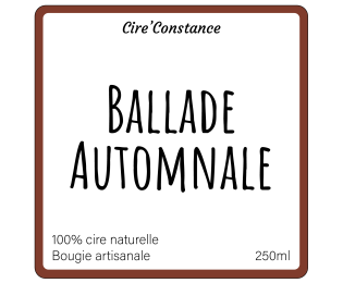 Étiquette carré format 50 x 50 mm parfum Ballade Automnale avec cadre brun
