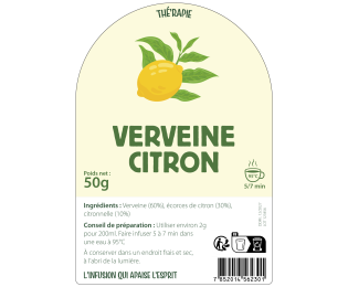 Étiquette infusion verveine citron illustrée