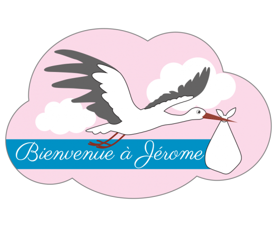 autocollant enveloppe naissance cignogne et prénom