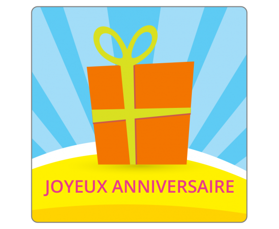 Etiquette Joyeux Anniversaire cadeau