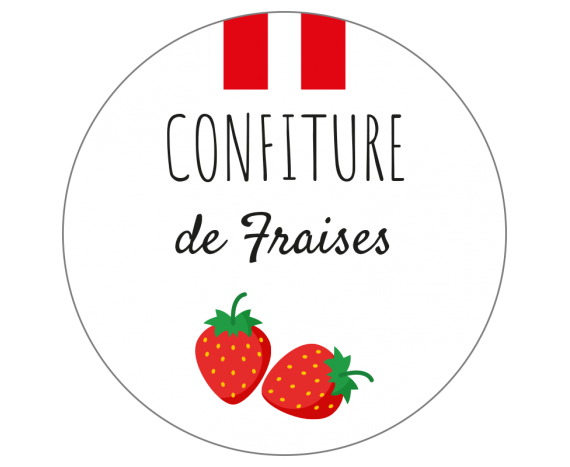 Etiquettes confiture fraise, stickers fait main, autocollant