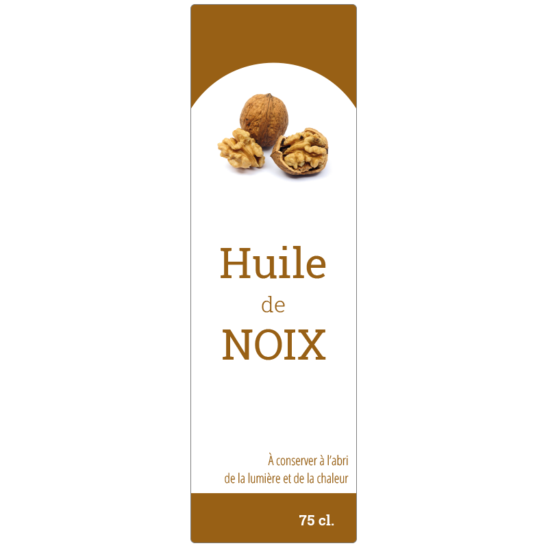 Etiquette Huile De Noix En Bouteille 75cl