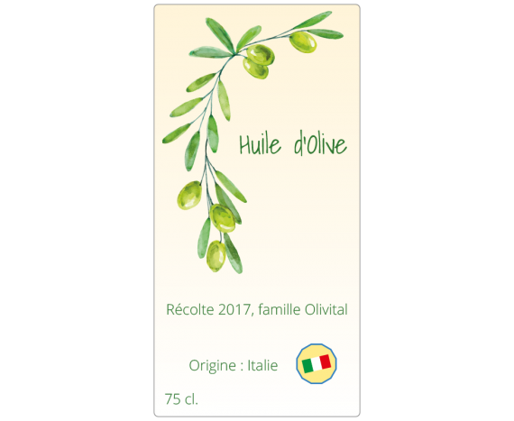 étiquette huile d'olive olivital
