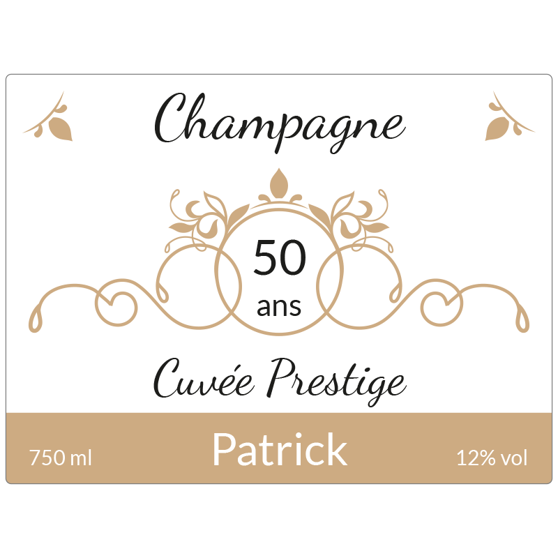 Bouteille de champagne personnalisée avec étiquette anniversaire