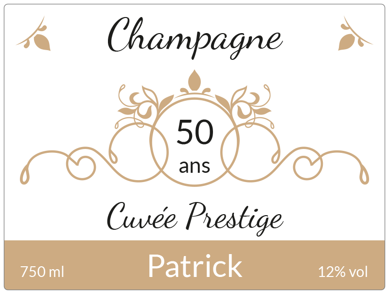 Bouteille de champagne personnalisée avec étiquette anniversaire