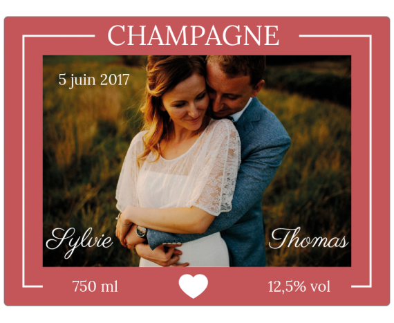 etiquette champagne mariage avec photo