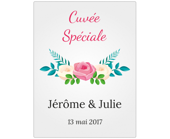 étiquette mariage personnalisée fleurs