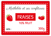 étiquette confiture fraises rouge et blanc