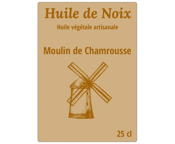 étiquette bouteille huile de noix artisanale