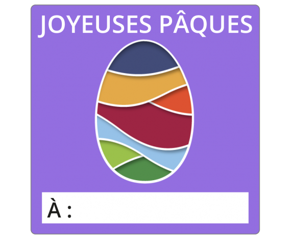 Étiquettes Joyeuses Pâques - Gros oeuf coloré