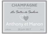 étiquette autocollante mariage champagne