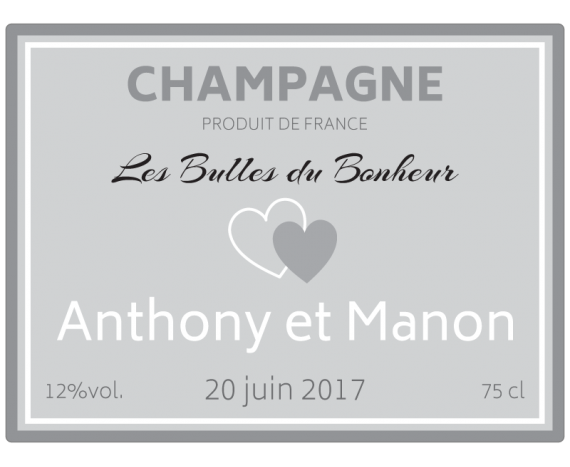 étiquette autocollante mariage champagne
