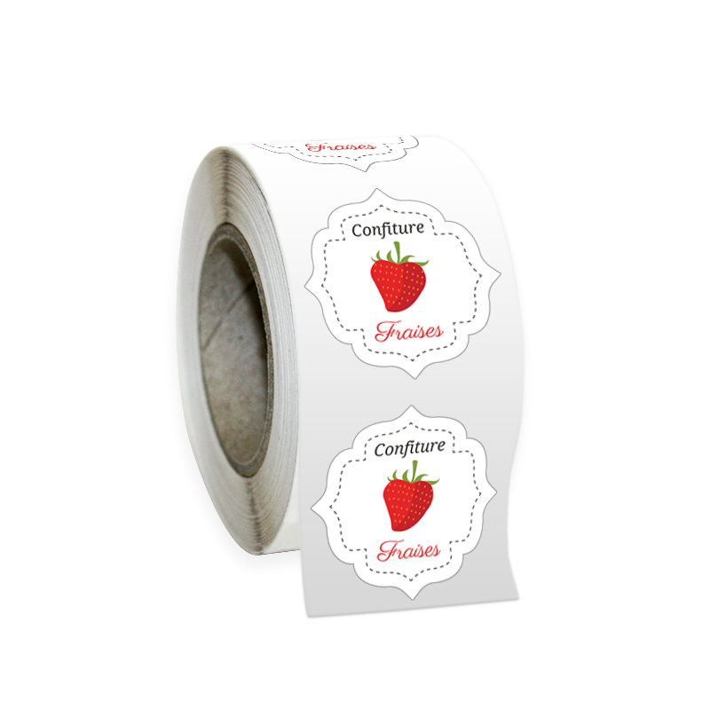 Etiquettes confiture fraise, stickers fait main, autocollant