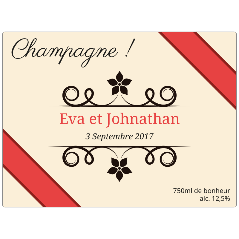 Autocollant personnalisé mariage bouteille champagne - LabelPix