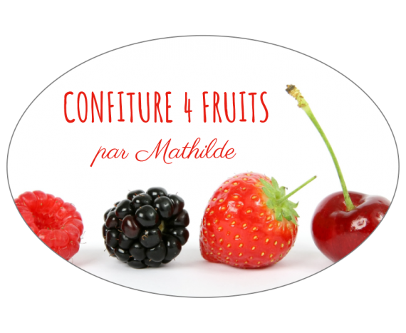 Étiquette confiture 4 fruits personnalisable