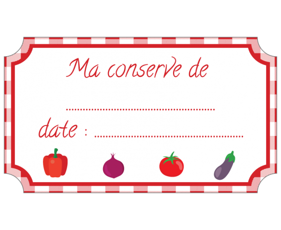 étiquette conserve légumes rouge standard