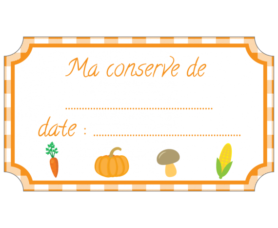 étiquette conserve légumes orange standard