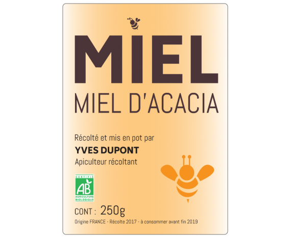 Etiquette miel d'acacia bio