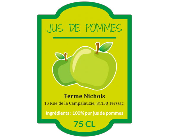 étiquette jus de pommes