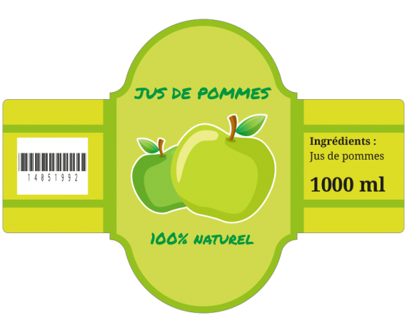 étiquette bouteille personnalisée jus de pommes