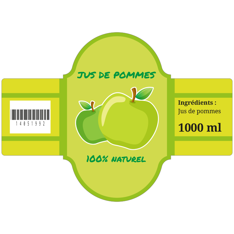 Étiquettes personnalisées autocollantes bouteille jus de pommes