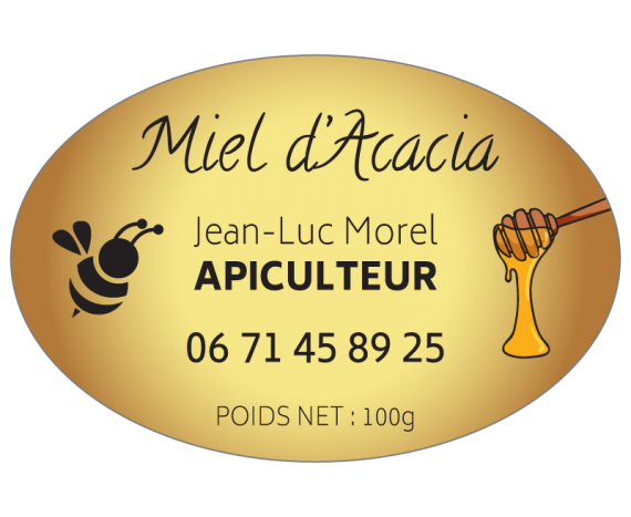 étiquette ovale miel d'acacia