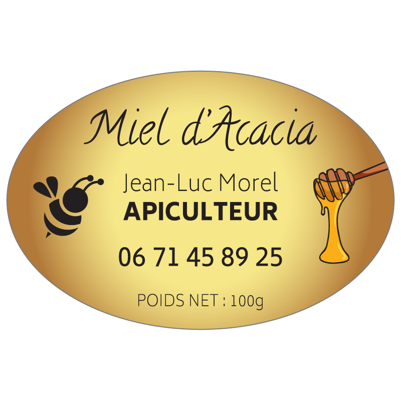 Étiquette miel personnalisé Acacia - Autocollants en rouleau