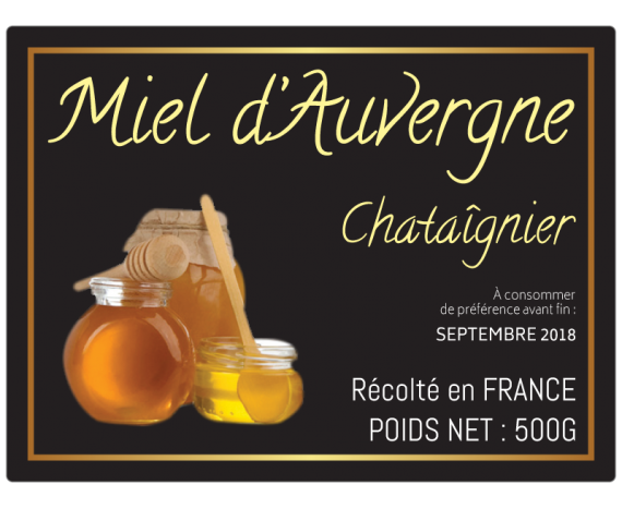 étiquette pot de miel chataigne