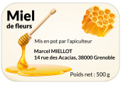 étiquette miel de fleurs 500g