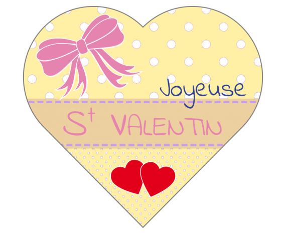 Étiquettes Joyeuse Saint Valentin en forme de coeur