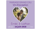 étiquette mariage photo en coeur