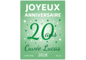 étiquette joyeux anniversaire 20 ans