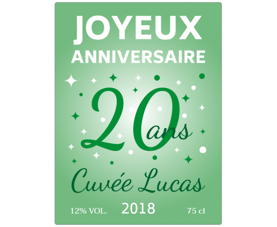 étiquette joyeux anniversaire 20 ans