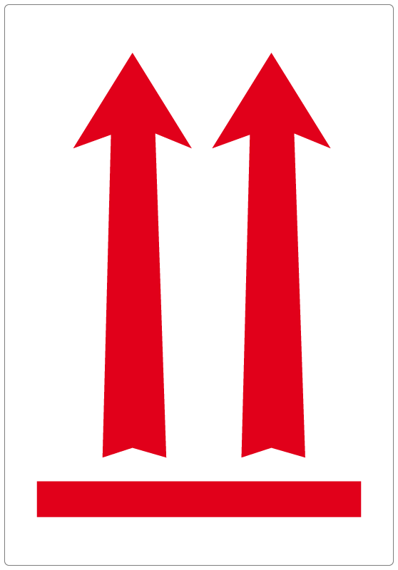 étiquette d'expédition de placement bas et flèche imprimé rouge