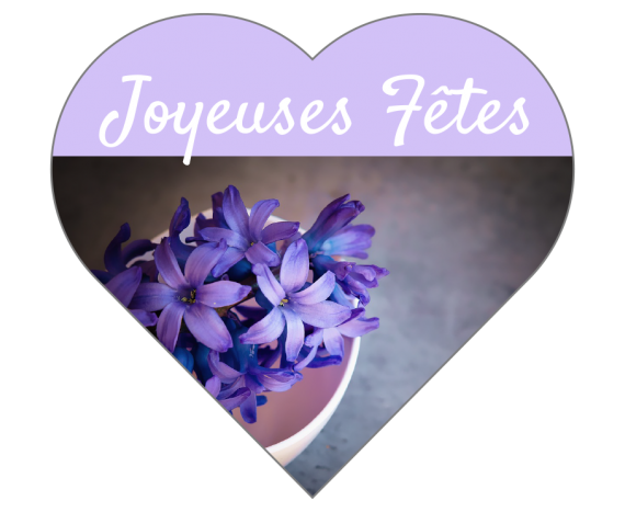 Étiquettes "Joyeuses Fêtes" forme coeur multi-usages