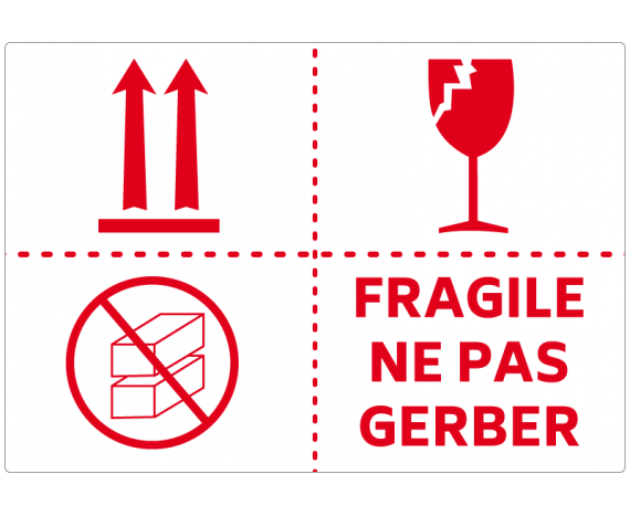 étiquette fragile ne pas gerber 3 pictos