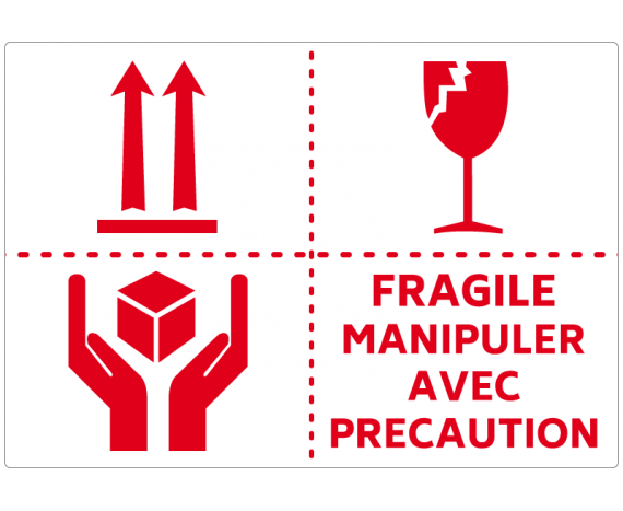 Étiquettes en rouleau FRAGILE MANIPULER AVEC PRÉCAUTION - LabelPix