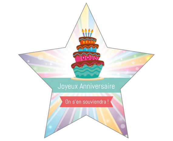 Étiquettes Joyeux Anniversaire forme étoile