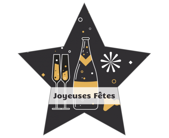 Étiquettes Joyeuses Fêtes - Champagne et Feu d'artifice