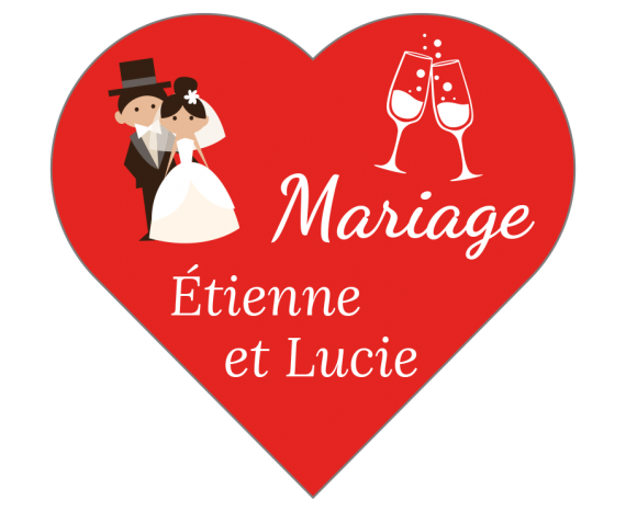 étiquettes dragées mariage coeur rouge