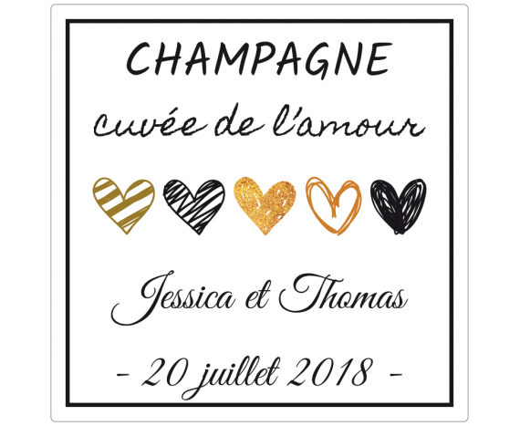 étiquettes adhésives champagne mariage