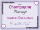 Étiquette autocollante Champagne brut mariage