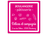 autocollant boulangerie - pâtisserie rose et blanc