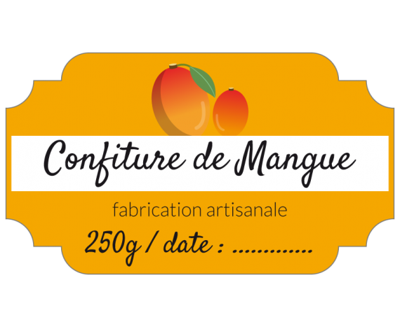 étiquette confiture mangue orange