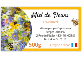 étiquette miel de fleurs 500g