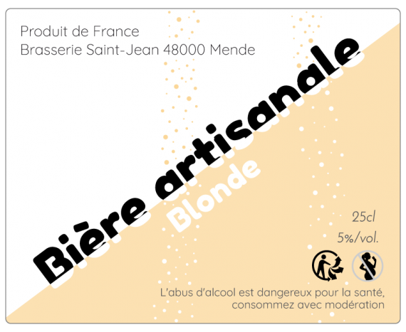 étiquette de bière blanc/beige