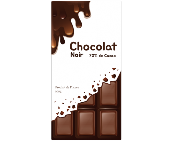 étiquette de chocolat fond blanc