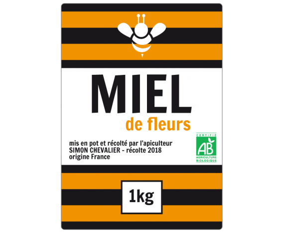 Étiquette adhésive miel de fleurs - Impression autocollants en ligne