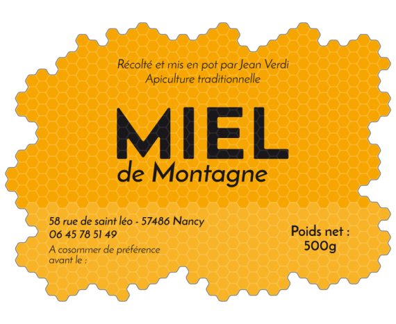 étiquette de miel en ruche