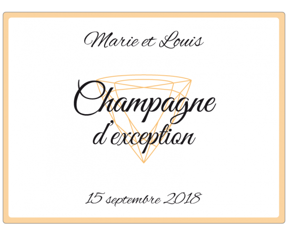 étiquette de Champagne pour mariage avec diamant